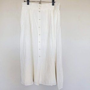 Women's White Maxi Button Front Peasant Skirt | H&M Sz L